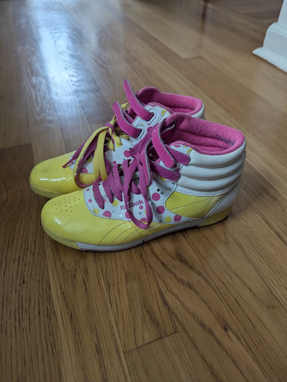 Reebok 80s High-Top Sneakers in Yellow and Pink